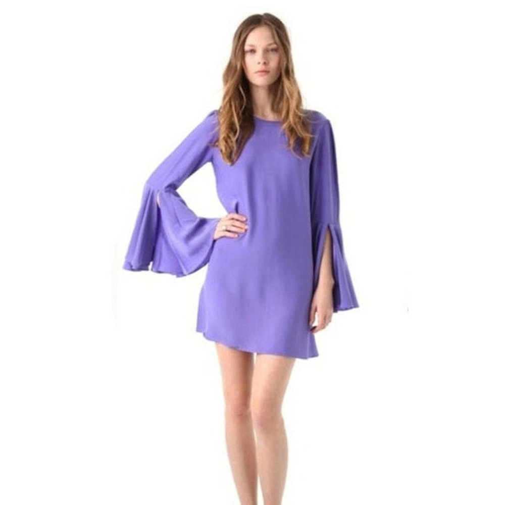 Elizabeth & James Mabel 100% Silk Orchid Bell Sleeve Dress Feminine Size M